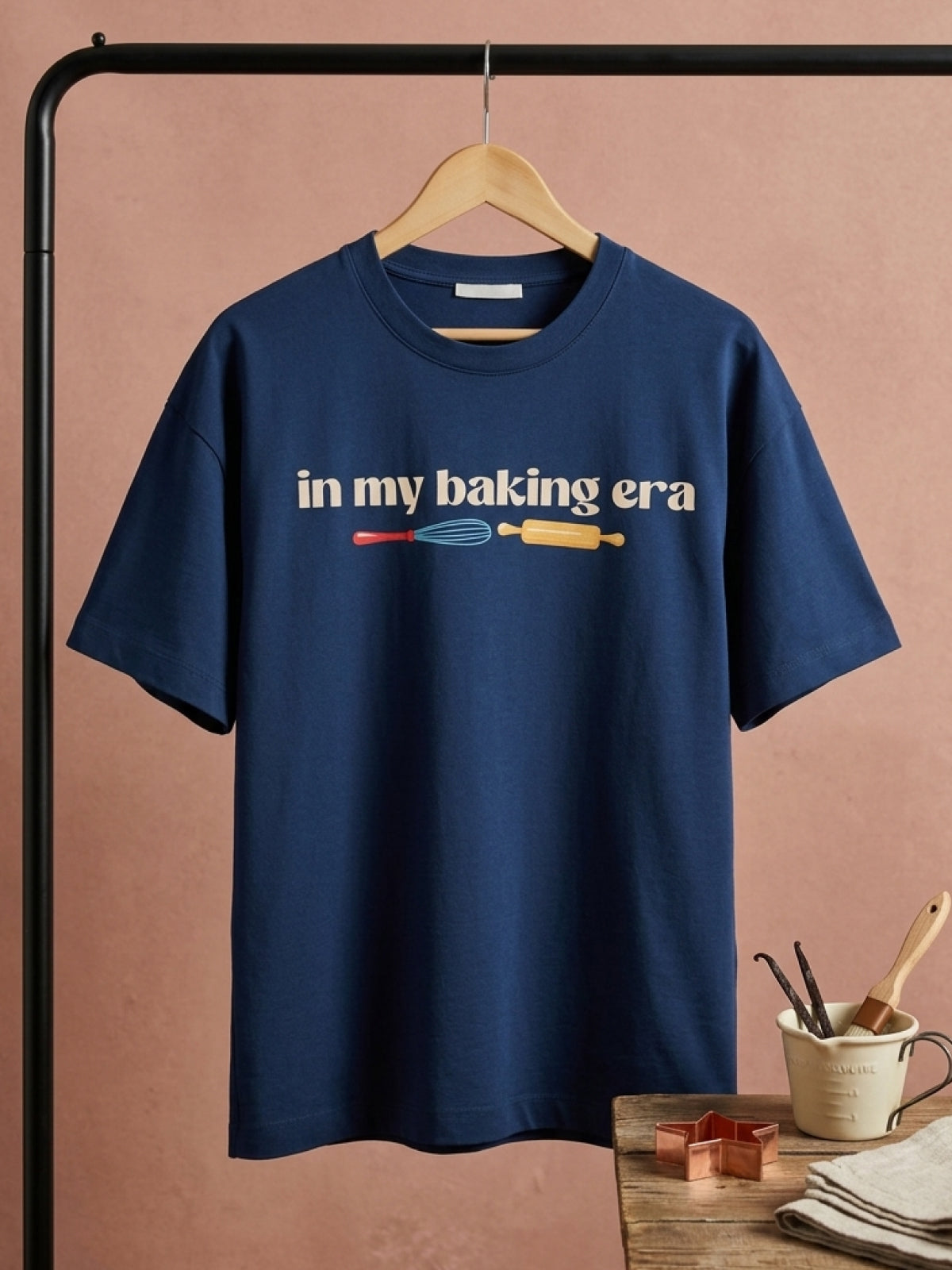 In My Baking Era- Navy Blue Round Neck Baking T-shirt