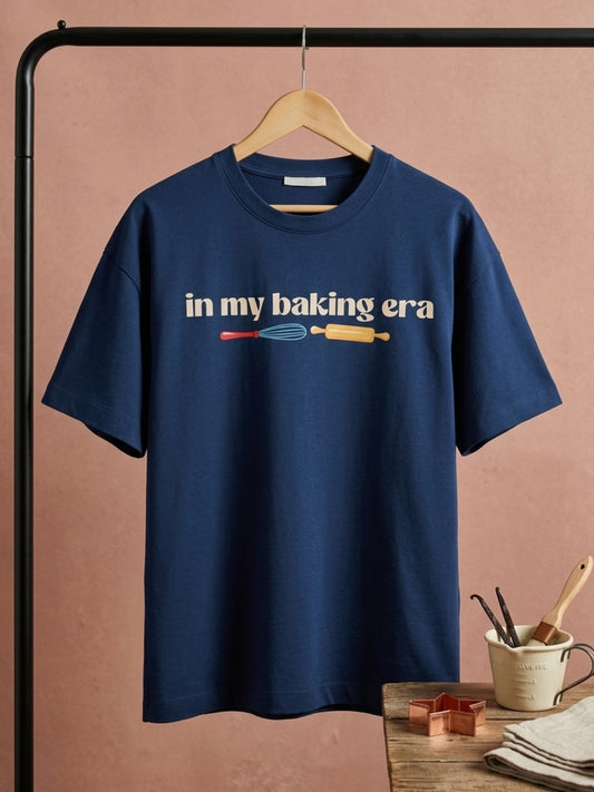 In My Baking Era- Navy Blue Round Neck Baking T-shirt