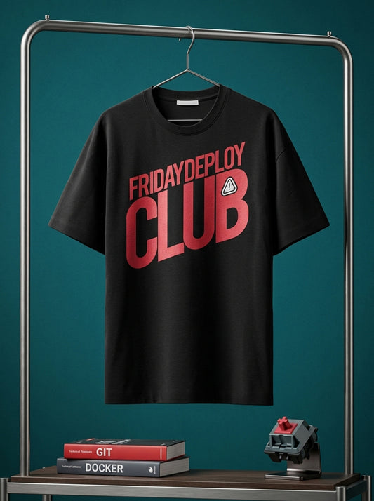 Friday Deploy Club- Black Round Neck Coding T-shirt