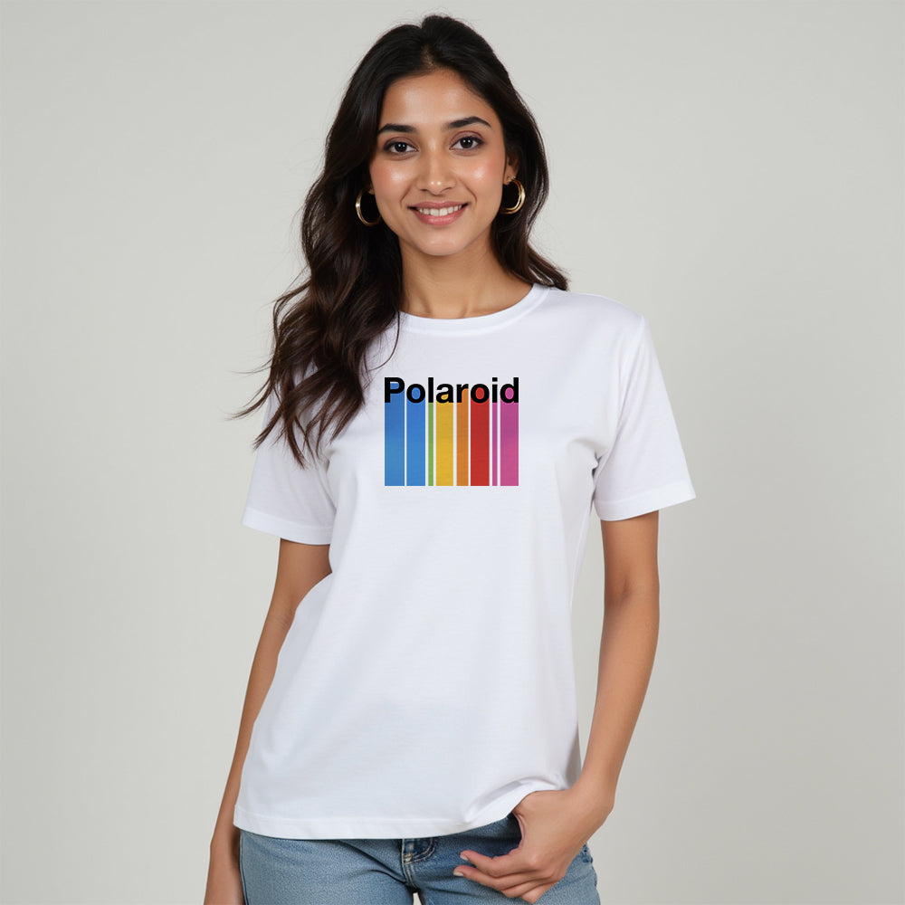 Polaroid - White Round Neck Graphic T-shirt