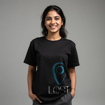 Lost - Black Round Neck Graphic T-shirt