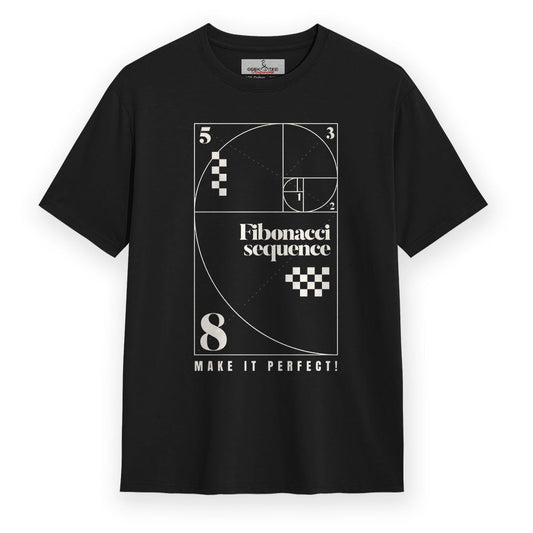 Fibonacci - Black Round Neck Graphic T-shirt