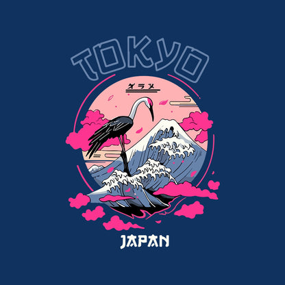 Tokyo - Navy Blue Round Neck Graphic T-shirt
