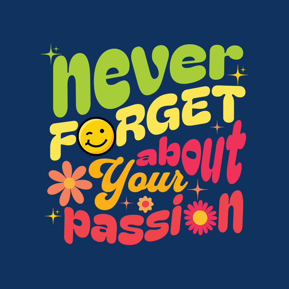 Your Passion - Navy Blue Round Neck Graphic T-shirt