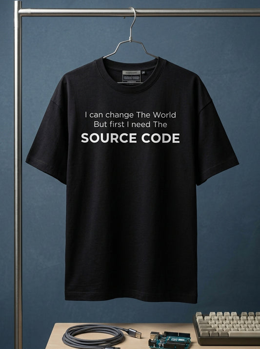 Need Source Code- Black Round Neck Coding T-shirt