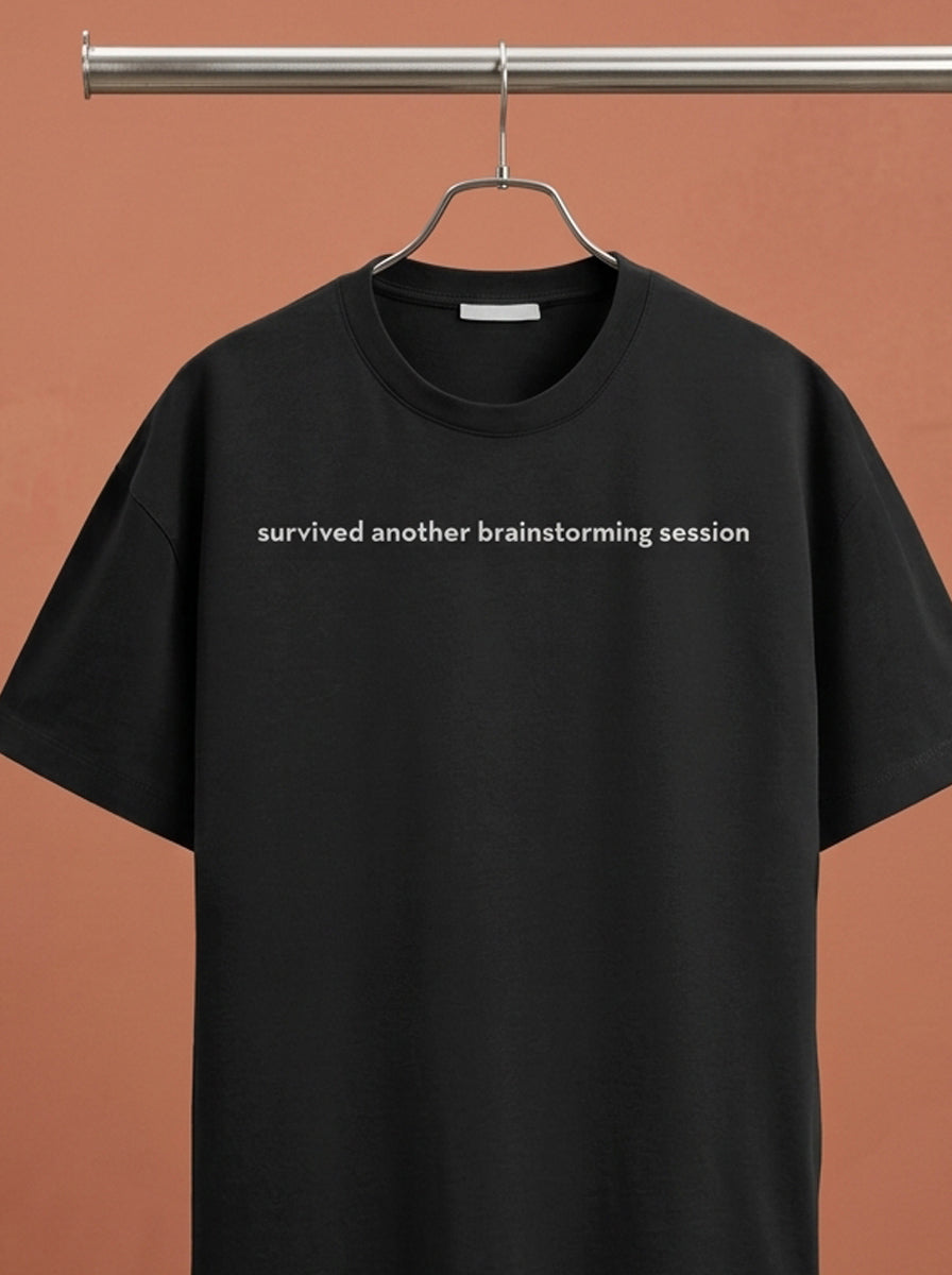 Brainstorming- Black Round Neck Corporate T-shirt