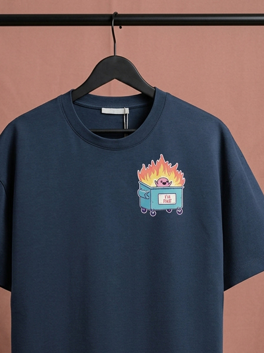 I am Fine - Navy Blue Corporate Round Neck T-shirt