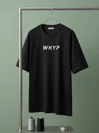 Why?- Black Round Neck Corporate T-shirt