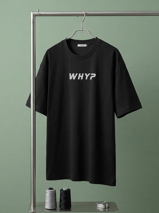 Why?- Black Round Neck Corporate T-shirt