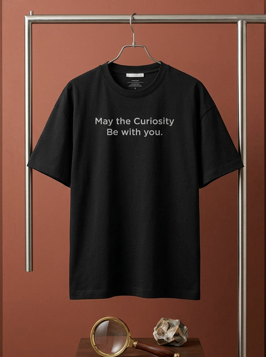 Curiosity With You- Black Round Neck Corporate T-shirt