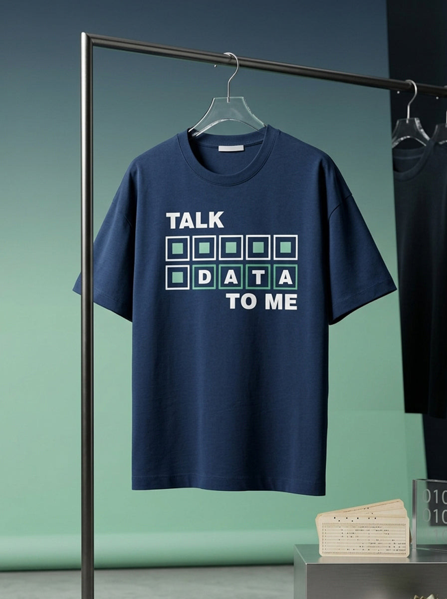 Talk Data- Navy Blue Round Neck Corporate T-shirt