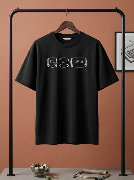 CTRL ALT DELETE- Black Round Neck Corporate T-shirt