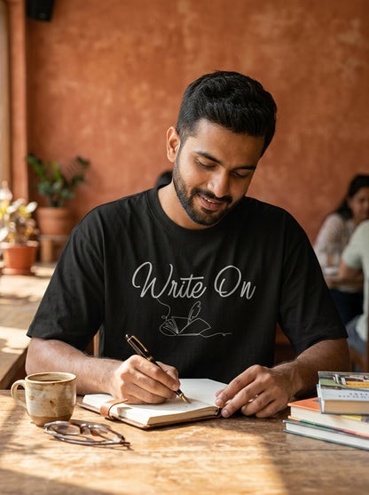 Write On- Black Round Neck Writer T-shirt