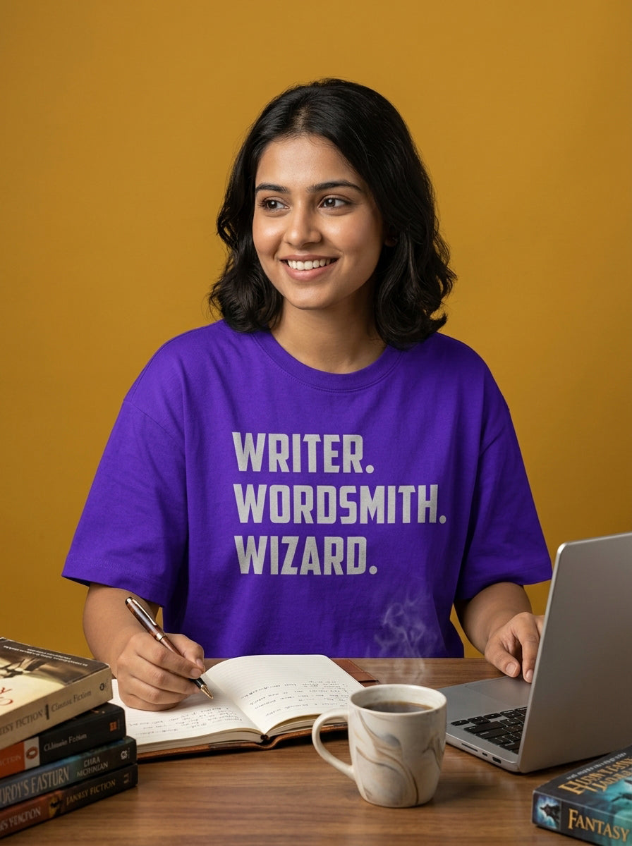 Wordsmith- Purple Round Neck Writer T-shirt