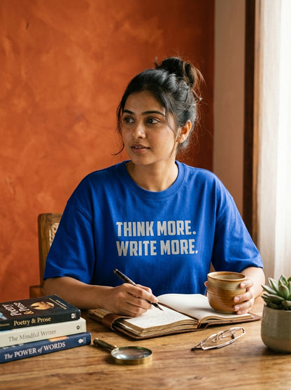 Write More- Royal Blue Round Neck Writer T-shirt