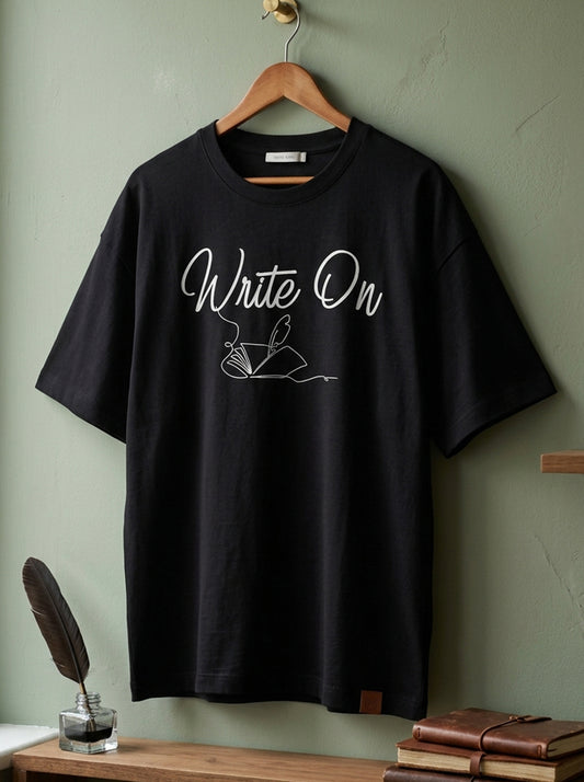 Write On- Black Round Neck Writer T-shirt