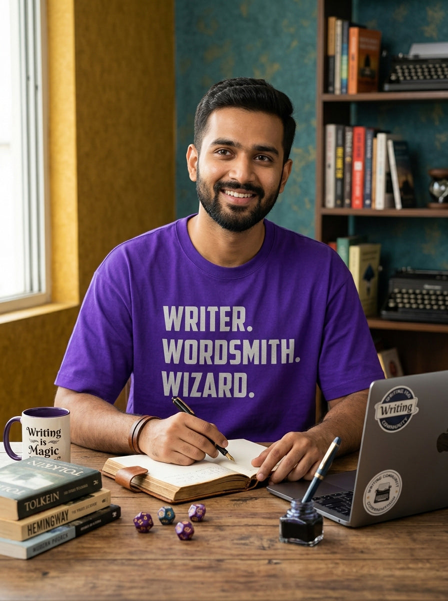 Wordsmith- Purple Round Neck Writer T-shirt