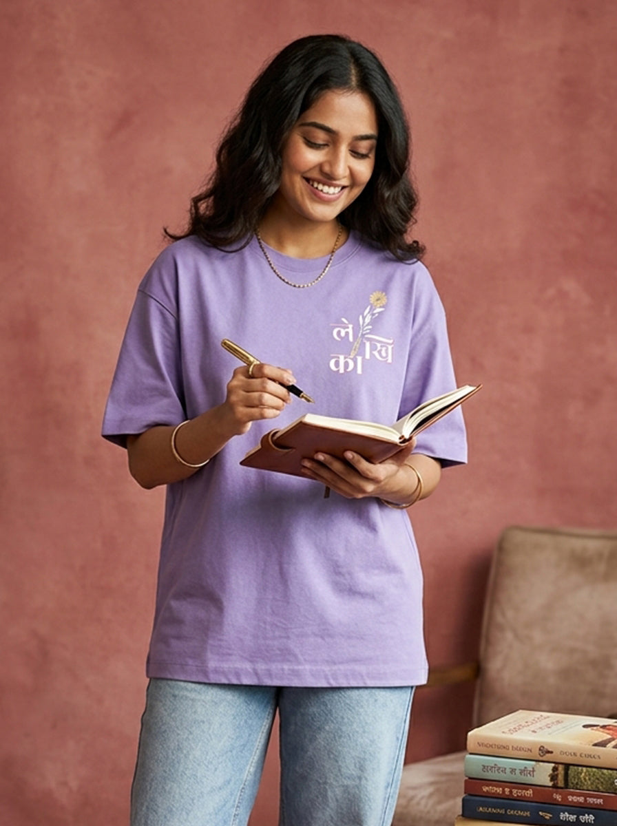 Lekhika - Lavender Round Neck Writer T-shirt