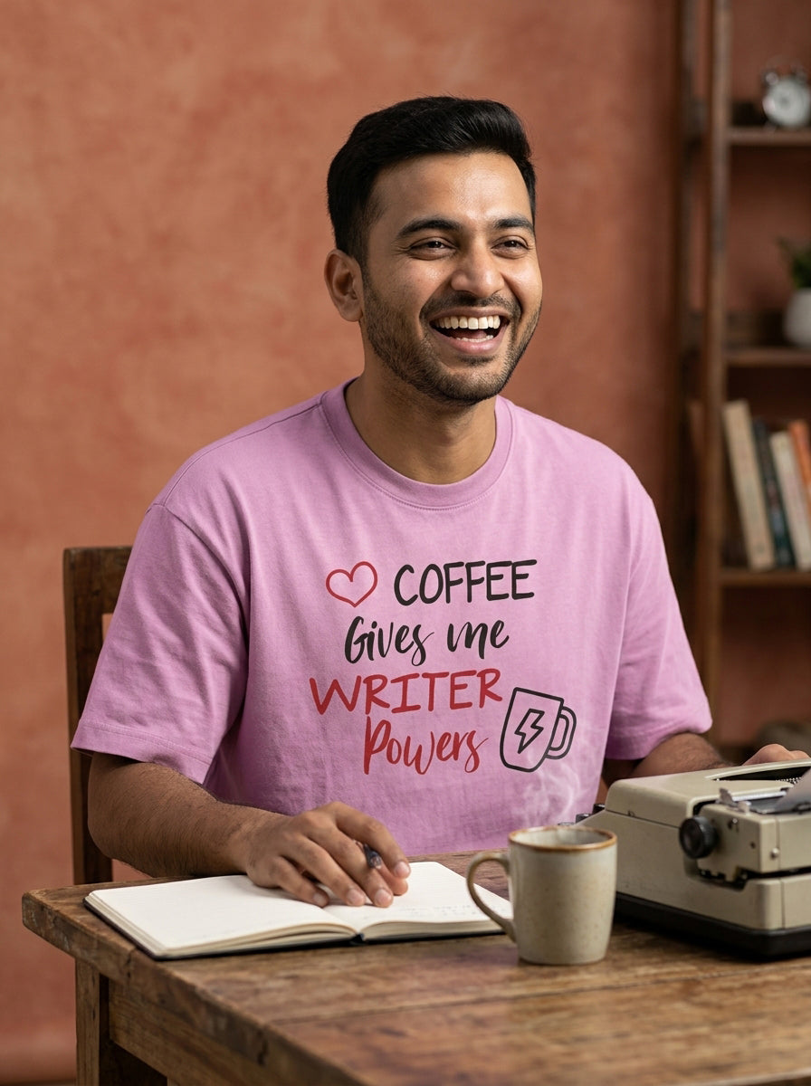 Writer Powers- Light Pink Round Neck Writer T-shirt