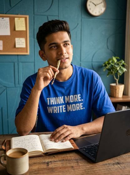 Write More- Royal Blue Round Neck Writer T-shirt