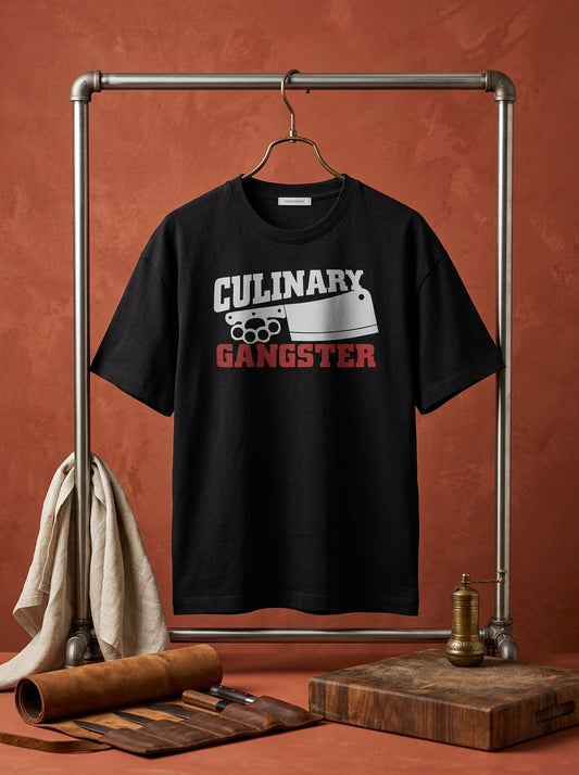 Culinary Gangster- Black Crew Neck Chef T-shirt