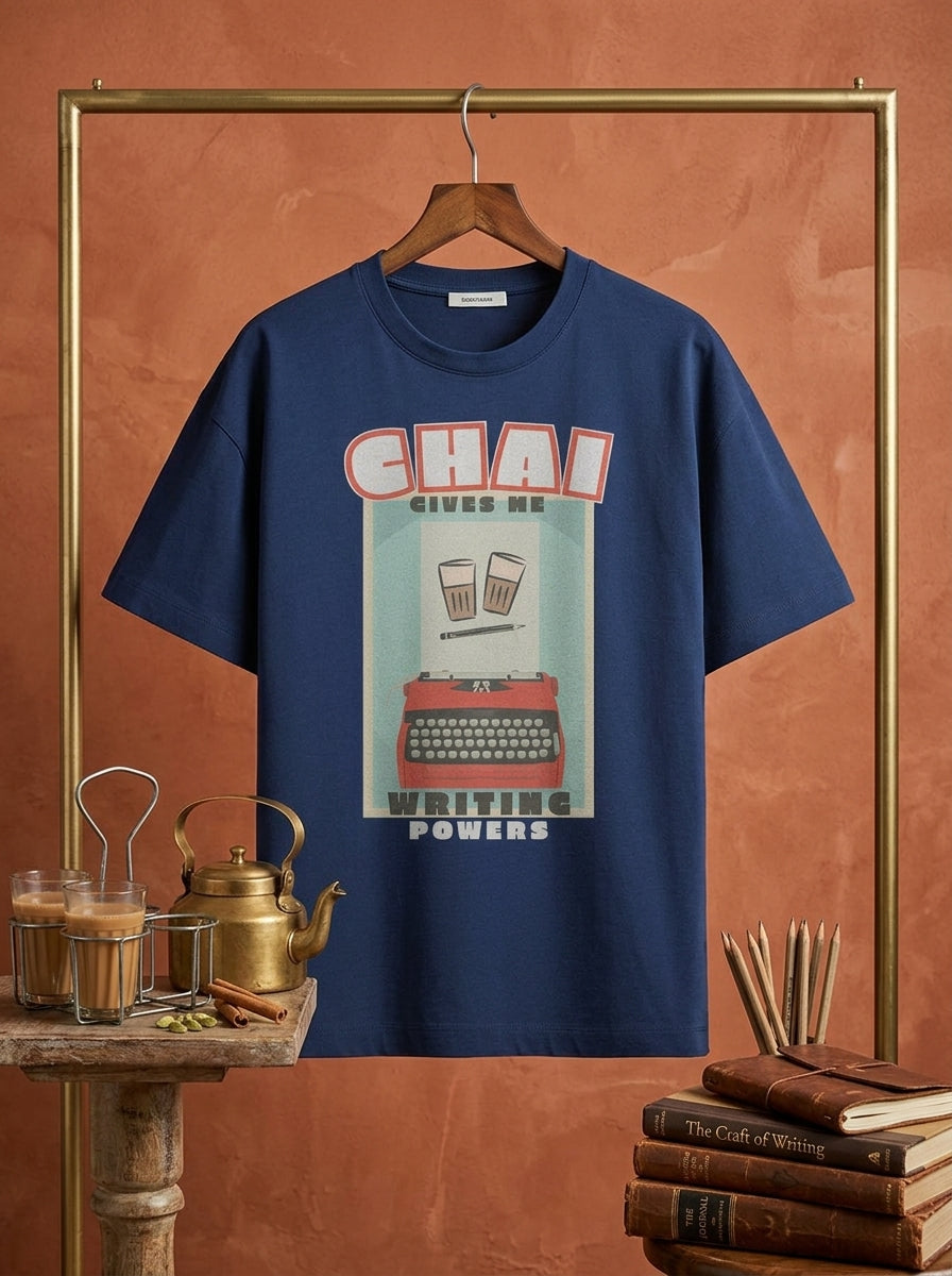 Chai & Writing- Navy Blue Round Neck Writer T-shirt