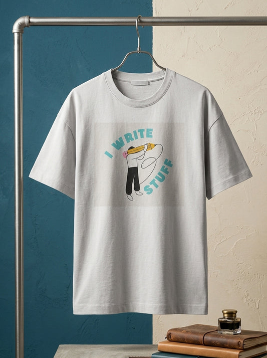 I write Stuff- White Round Neck Writer T-shirt