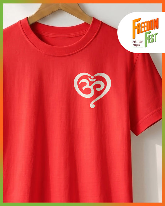 Yoga Heart- Red Round Neck Yoga T-shirt