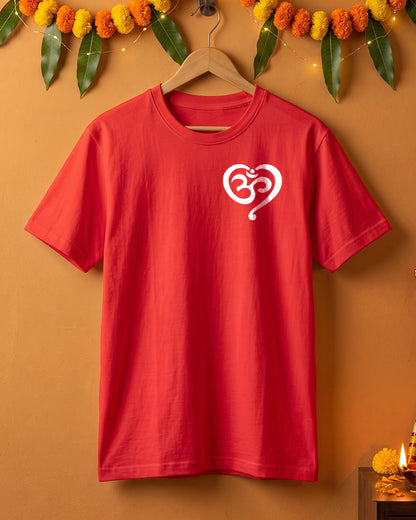 Yoga Heart- Red Round Neck Yoga T-shirt
