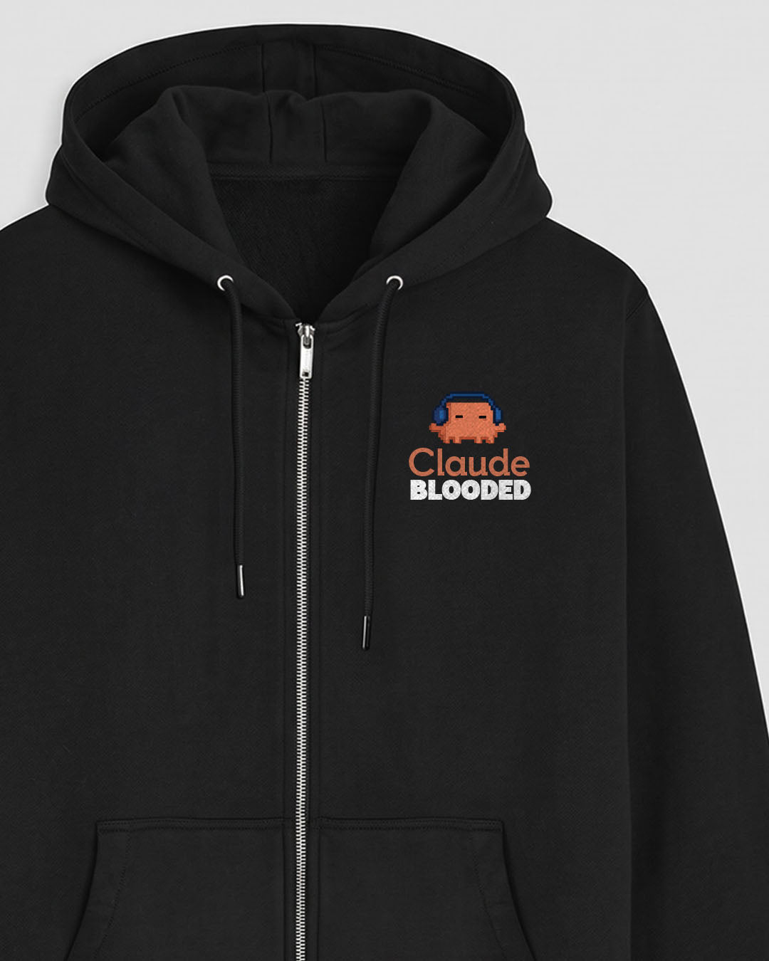 Claude Blooded-  Black Zipped A.I. Hoodie