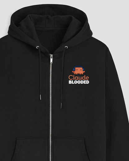 Claude Blooded-  Black Zipped A.I. Hoodie