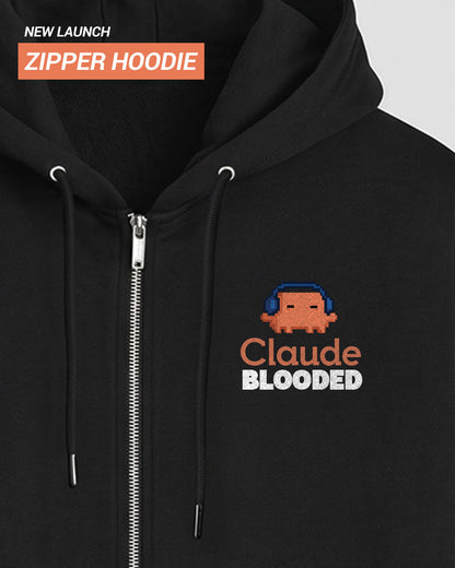 Claude Blooded-  Black Zipped A.I. Hoodie