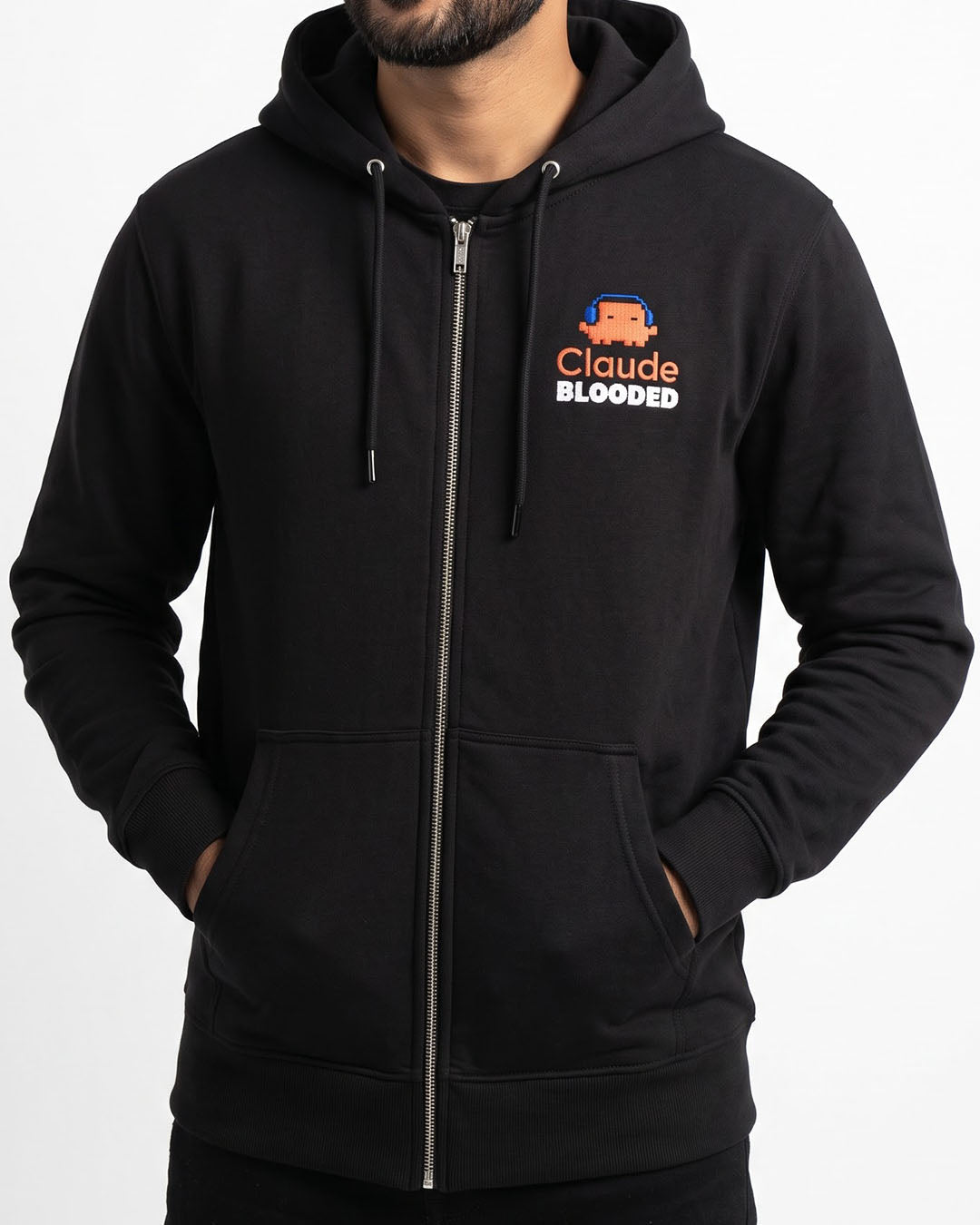 Claude Blooded-  Black Zipped A.I. Hoodie