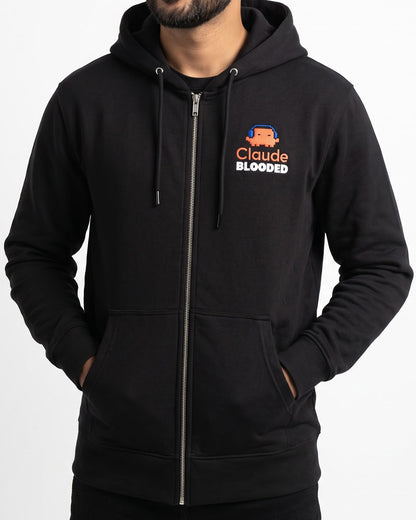 Claude Blooded-  Black Zipped A.I. Hoodie