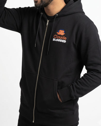 Claude Blooded-  Black Zipped A.I. Hoodie