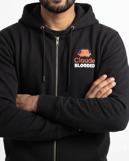 Claude Blooded-  Black Zipped A.I. Hoodie