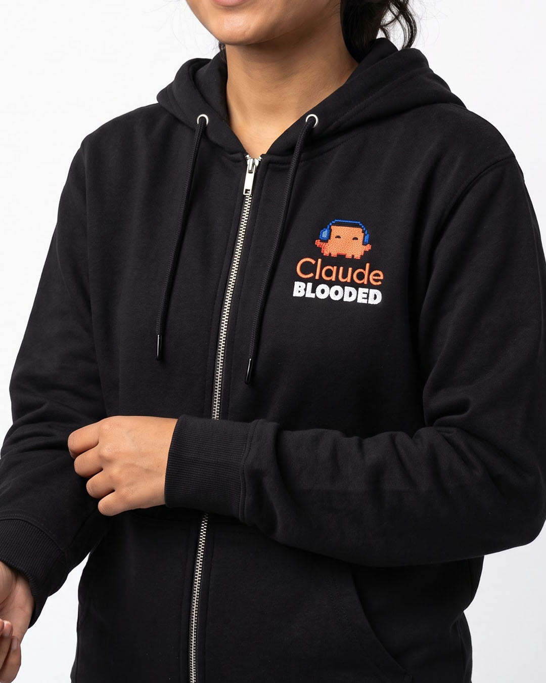 Claude Blooded-  Black Zipped A.I. Hoodie