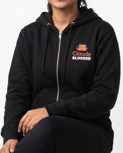 Claude Blooded-  Black Zipped A.I. Hoodie