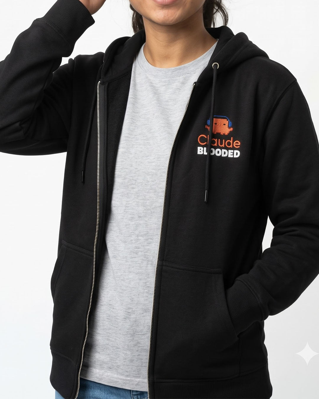 Claude Blooded-  Black Zipped A.I. Hoodie
