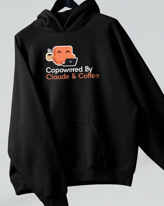 Copowered by Claude & Coffee- Black A.I. Hoodie