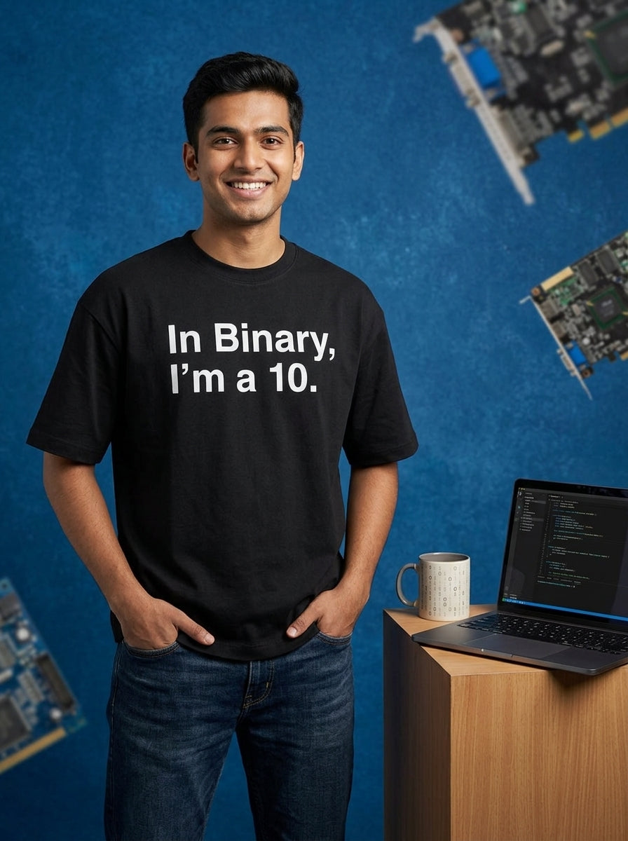 In Binary I'm 10- Black Round Neck Coding T-shirt