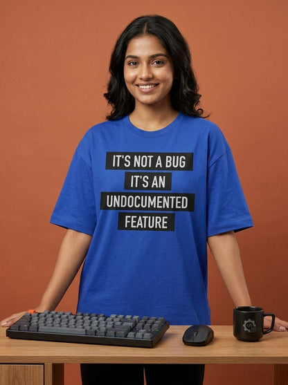 Undocumented Feature- Royal Blue Round Neck Coding T-shirt