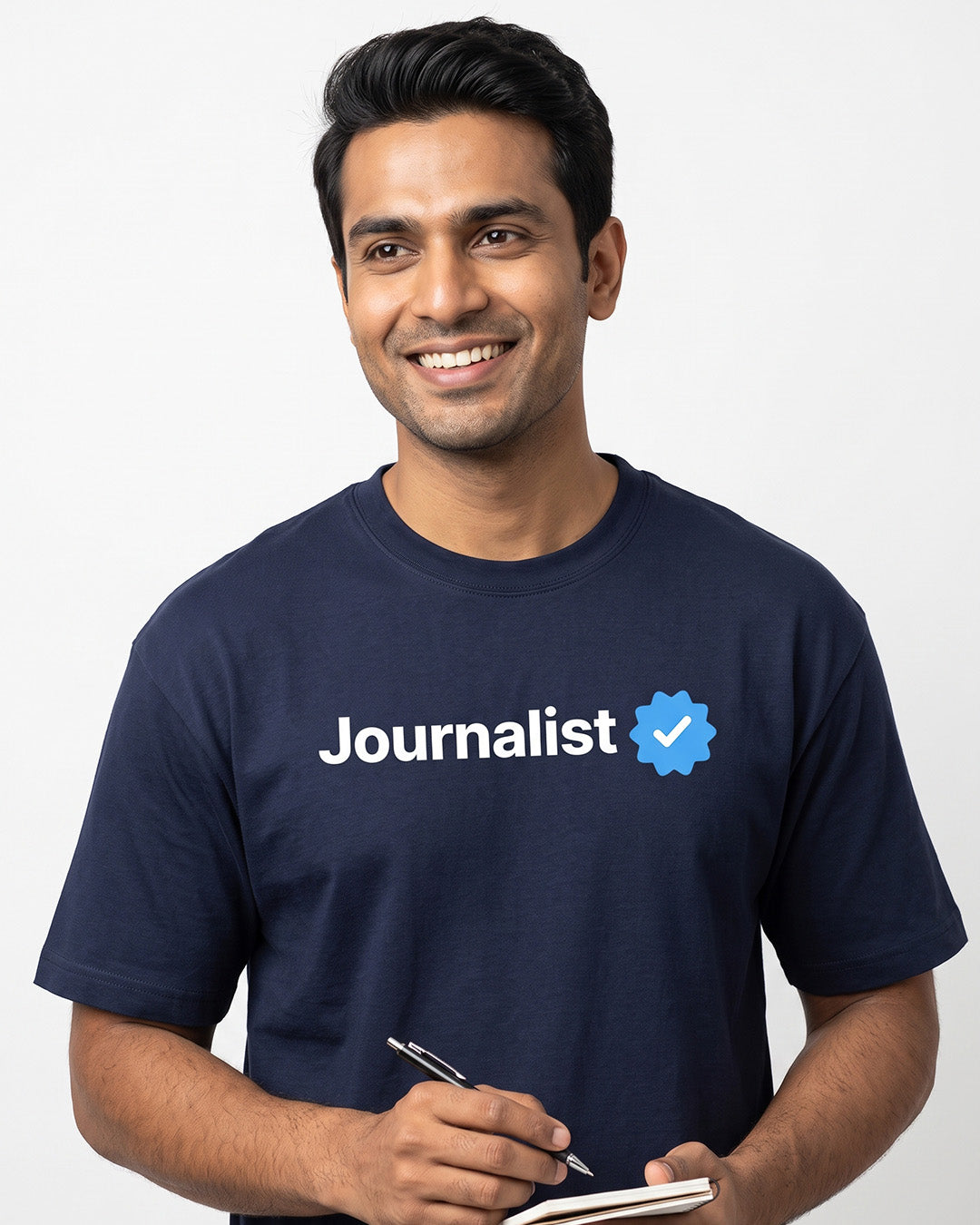 Journalist Verified- Navy Blue Round Neck Journalism T-shirt