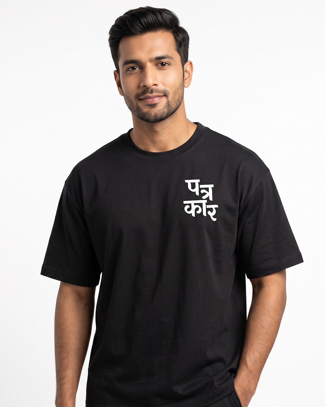 Patrakar- Black Round Neck Journalism T-shirt