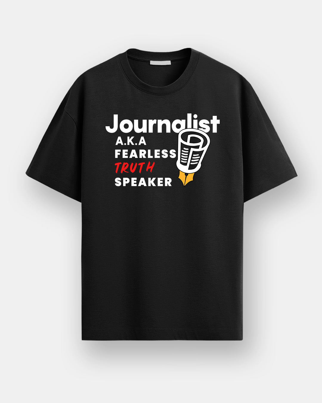Fearless Truth Speaker- Black Round Neck Journalism T-shirt