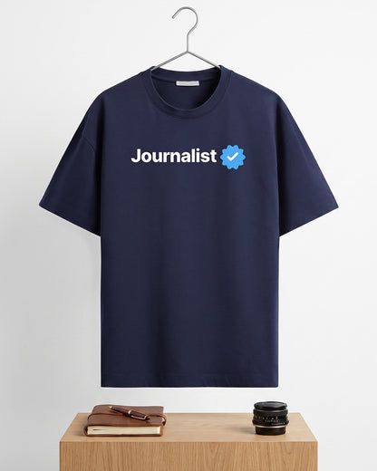 Journalist Verified- Navy Blue Round Neck Journalism T-shirt