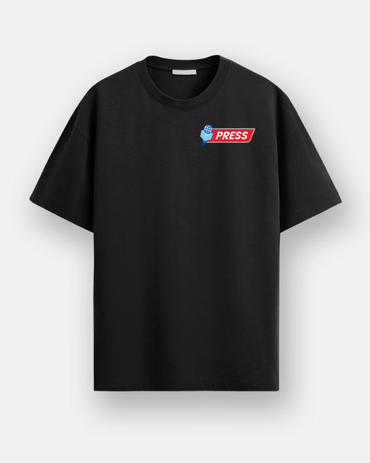 Press Logo- Black Round Neck Journalism T-shirt