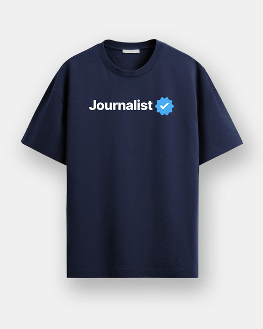 Journalist Verified- Navy Blue Round Neck Journalism T-shirt
