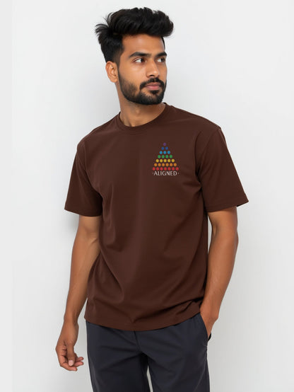 Aligned- Coffee Brown Round Neck Yoga T-shirt