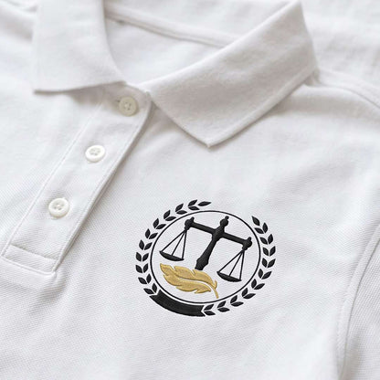 Advocate Logo Pocket- White Lawyer Polo T-shirt